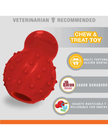 NYLABONE STRONG CHEW CONO 3 EN 1: RELLENABLE CONGELABLE SABOR TOCINO(TALLA L)