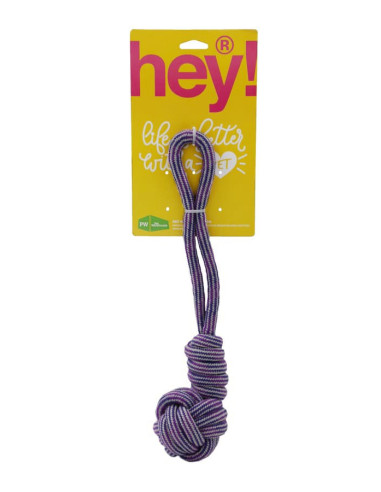HEY! PERRO MAXI CUERDA BOLA MANILLA MORADO 38X8 CM