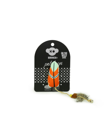 BRNX JUGUETE GATO MAXI PLUMA BOHO NARANJA 28 CM