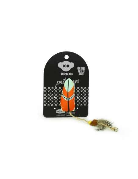 BRNX JUGUETE GATO MAXI PLUMA BOHO NARANJA 28 CM