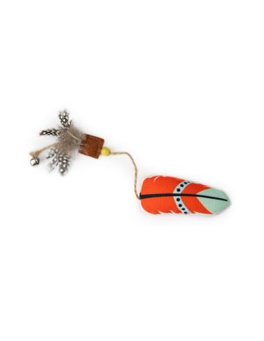 BRNX JUGUETE GATO MAXI PLUMA BOHO NARANJA 28 CM