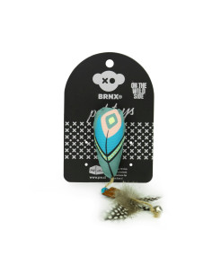 BRNX JUGUETE GATO MAXI PLUMA BOHO CELESTE 28 CM