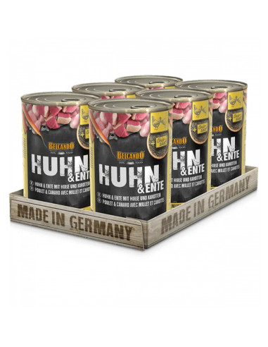 BELCANDO LATAS POLLO CON PATO MIJO ZANAHORIA 400 GR X 6 UNID