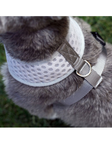 HEY! ARNÉS GRIS OUTDOOR RESPIRABLE PARA MASCOTAS TALLA M