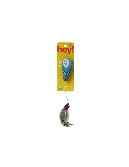 HEY! JUGUETE GATO MAXI PLUMA CELESTE CATNIP 28x4 CM