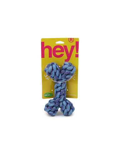 HEY! JUGUETE CUERDA HUESO AZUL 18X10 CM