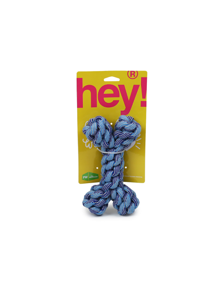 HEY! JUGUETE CUERDA HUESO AZUL 18X10 CM