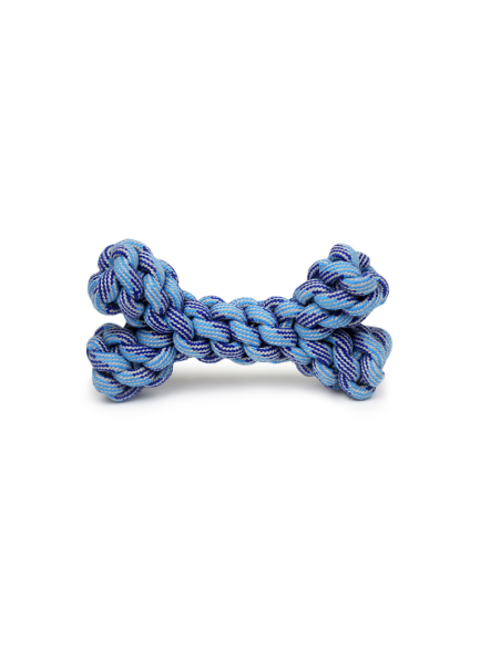 HEY! JUGUETE CUERDA HUESO AZUL 18X10 CM