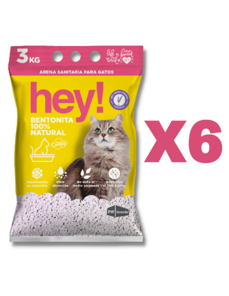 HEY! ARENA 3KG AROMA LAVANDA MANGA 6 UNIDADES