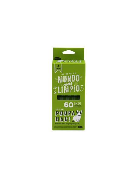 POOPA BAG! CAJA 4 ROLLOS DE 15 BOLSAS 33X23 CM