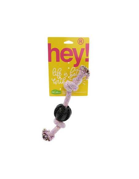 HEY! JUGUETE CUERDA CON NUDOS Y PELOTA PERROS 30CM