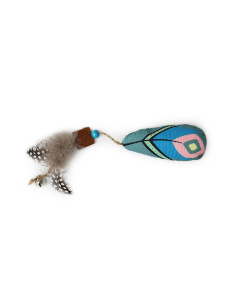 HEY! JUGUETE GATO MAXI PLUMA CELESTE CATNIP 28x4 CM