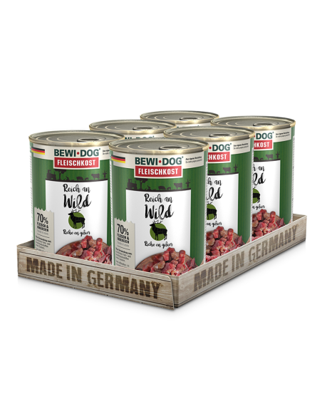 BEWIDOG DISPLAY LATAS RICO EN VENADO 400 GR X 6 UNID