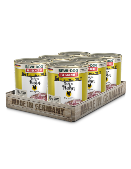 BEWIDOG DISPLAY LATAS RICO EN POLLO 800 GR X 6 UNID