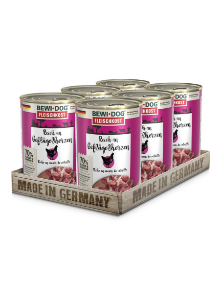 BEWIDOG DISPLAY LATAS RICO EN CORAZON 400 GR X 6 UNID