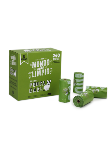 POOPA BAG! PACK 16 ROLLOS DE 15 BOLSAS 33X23 CM
