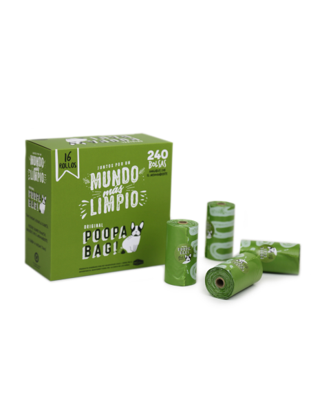 POOPA BAG! PACK 16 ROLLOS DE 15 BOLSAS 33X23 CM