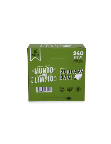 POOPA BAG! PACK 16 ROLLOS DE 15 BOLSAS 33X23 CM