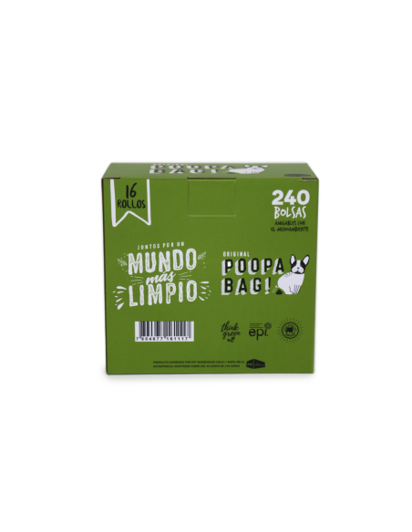 POOPA BAG! PACK 16 ROLLOS DE 15 BOLSAS 33X23 CM