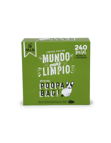 POOPA BAG! PACK 16 ROLLOS DE 15 BOLSAS 33X23 CM
