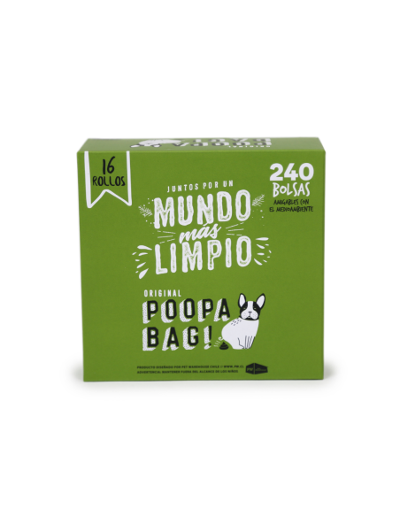 POOPA BAG! PACK 16 ROLLOS DE 15 BOLSAS 33X23 CM