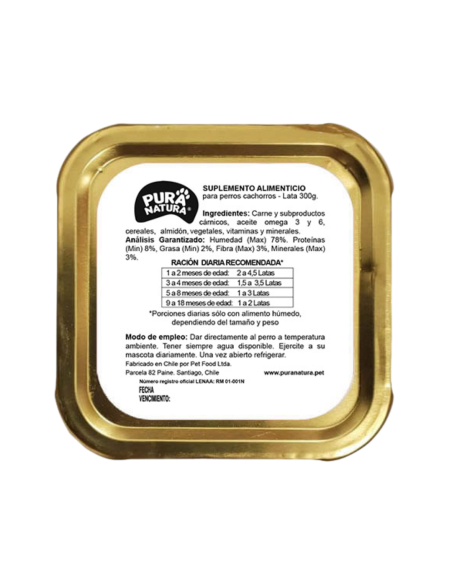 PURA NATURA LATA PERRO CACHORROS 300 GR