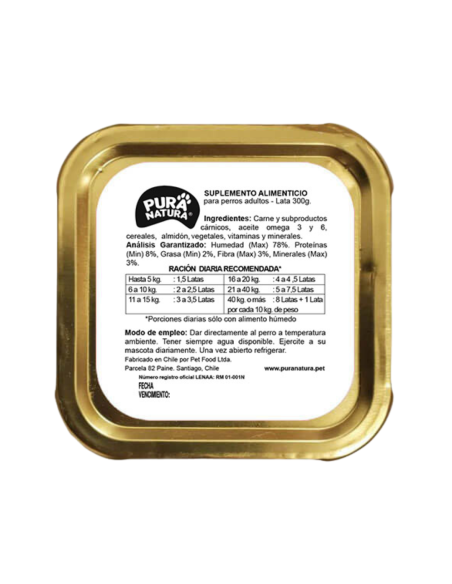 PURA NATURA LATA PERRO SABOR POLLO 300 GR