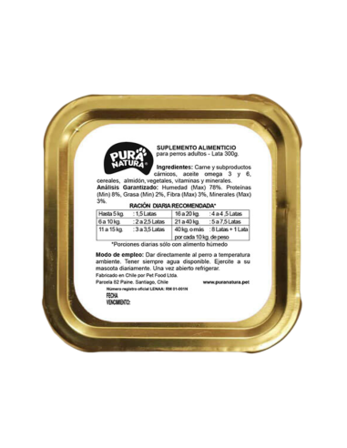 PURA NATURA LATA PERRO SABOR CARNE 300 GR