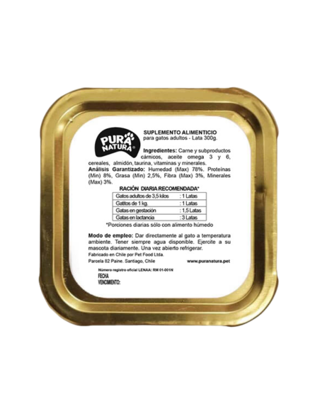 PURA NATURA LATA GATO SABOR CARNE 300 GR