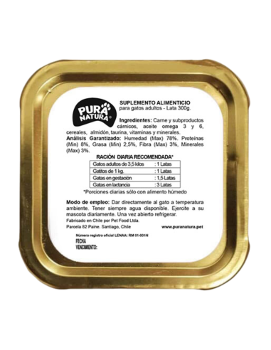PURA NATURA LATA GATO SABOR PESCADO 300 GR