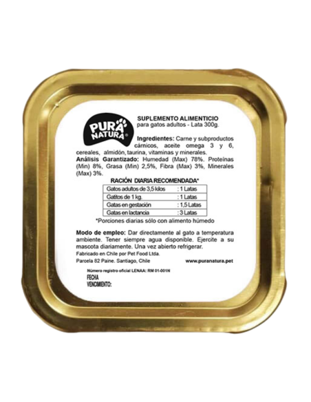 PURA NATURA LATA GATO SABOR PESCADO 300 GR