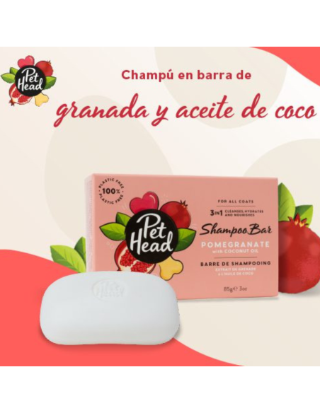 PET HEAD SHAMPOO EN BARRA GRANADA Y ACEITE DE COCO 85 G