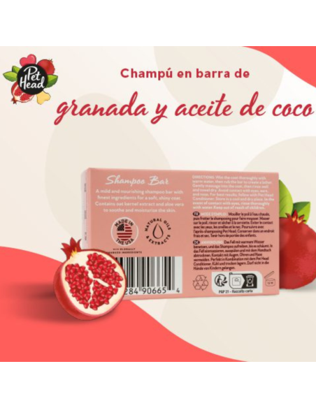 PET HEAD SHAMPOO EN BARRA GRANADA Y ACEITE DE COCO 85 G