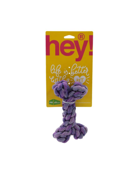 HEY! PERRO CUERDA HUESO MORADA 18X10 CM