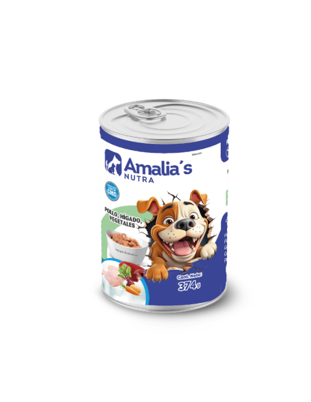 AMALIA'S NUTRA PERROS LATA POLLO, HÍGADO Y VEGETALES 374GR X UN