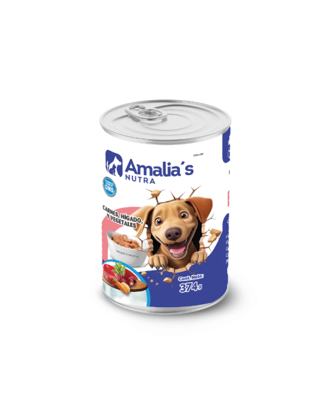 AMALIA'S NUTRA PERROS LATA CARNE, HÍGADO Y VEGETALES 374GR X UN
