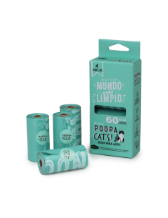 POOPA CATS! PACK 4 ROLLOS DE 15 BOLSAS 33X23 CM