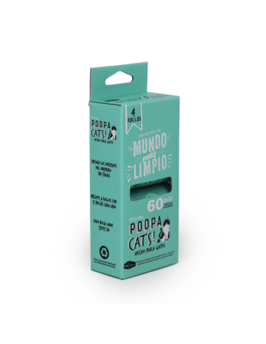 POOPA CATS! PACK 4 ROLLOS DE 15 BOLSAS 33X23 CM