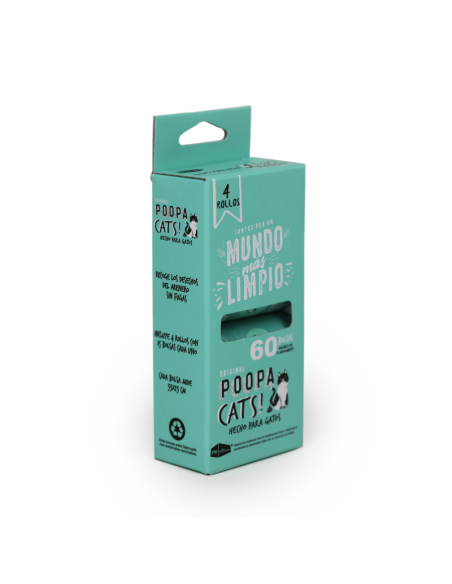 POOPA CATS! PACK 4 ROLLOS DE 15 BOLSAS 33X23 CM