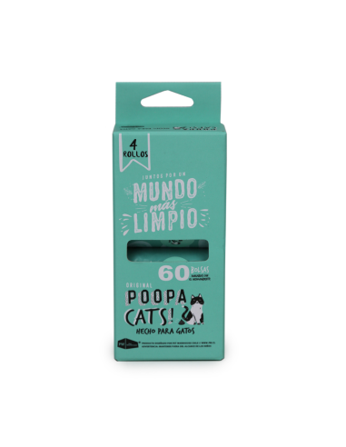 POOPA CATS! PACK 4 ROLLOS DE 15 BOLSAS 33X23 CM