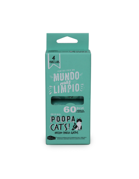 POOPA CATS! PACK 4 ROLLOS DE 15 BOLSAS 33X23 CM