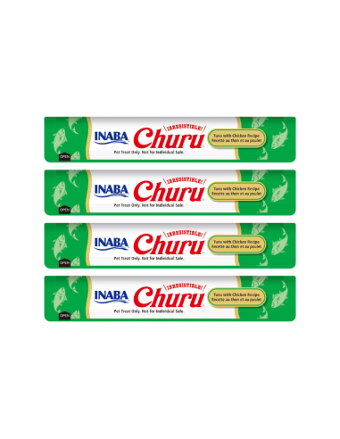 CHURU GATO SABOR ATÚN Y POLLO 4 TUBOS