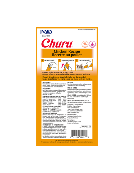 CHURU GATO SABOR POLLO 4 TUBOS