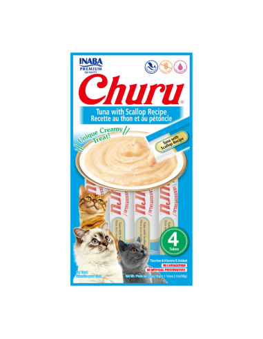 CHURU GATO SABOR ATÚN Y OSTIONES 4 TUBOS