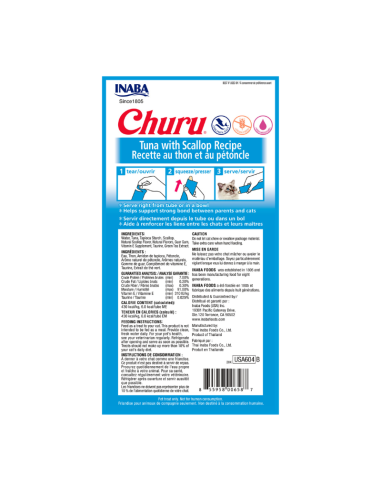 CHURU GATO SABOR ATÚN Y OSTIONES 4 TUBOS