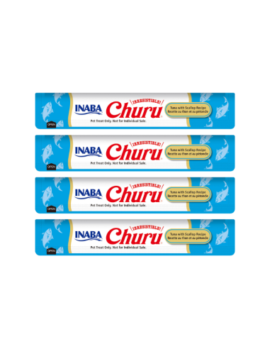 CHURU GATO SABOR ATÚN Y OSTIONES 4 TUBOS