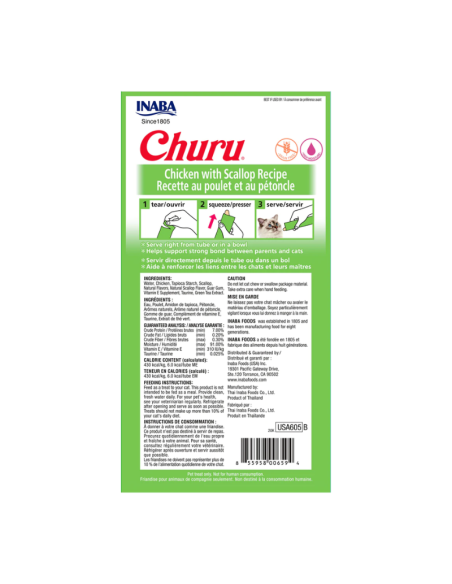 CHURU GATO SABOR POLLO Y OSTIONES 4 TUBOS