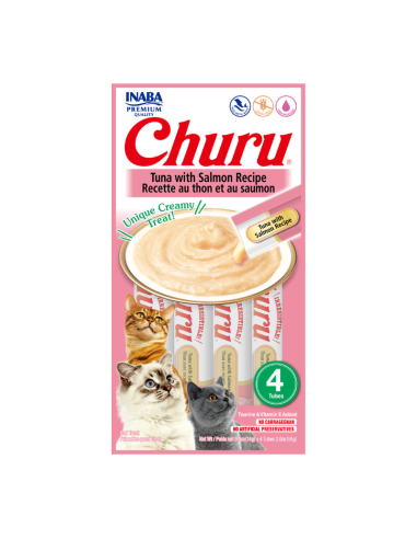 CHURU GATO SABOR ATÚN Y SALMÓN 4 TUBOS