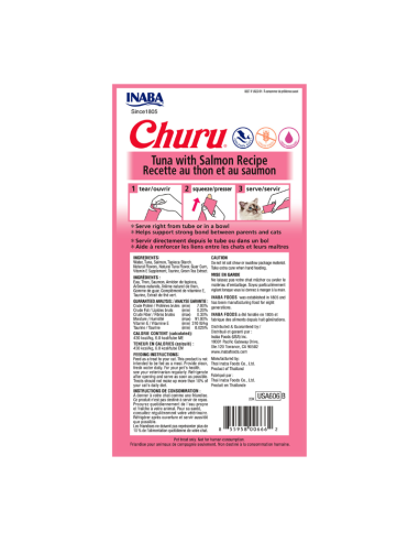 CHURU GATO SABOR ATÚN Y SALMÓN 4 TUBOS