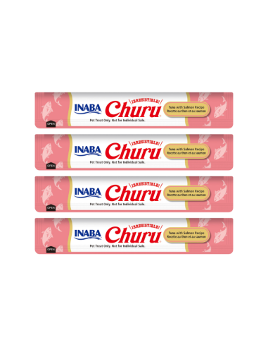 CHURU GATO SABOR ATÚN Y SALMÓN 4 TUBOS